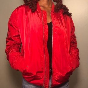 basic red bomber jacket